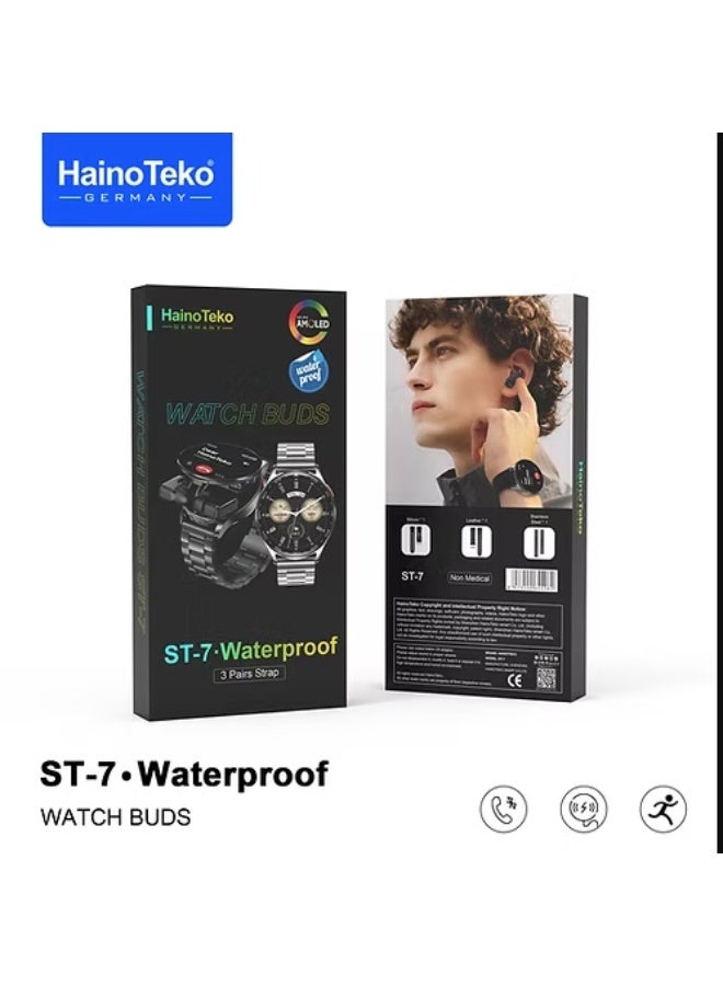 HainoTeko Germany HainoTeko ST-7 Waterproof Smart Watch with Integrated Earbuds - Image 2